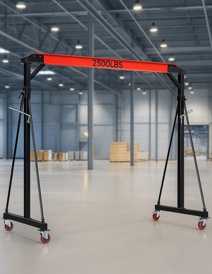 Adjustable Gantry Crane - 2 Ton (5000Lbs) Capacity Portable Hoist Frame, Shop Crane Hoist, Trolley, Sling, Shackles, Hooks and Festoon System, Lifting Gantry for Factories, Warehouses, Garage (2 Ton)