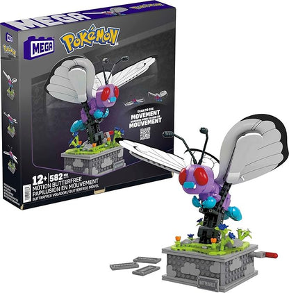 MEGA Pokémon Building Toys Set Motion Butterfree with 605 Pieces 7 Inches Tall Moving Wings Kids or Adult Collectible