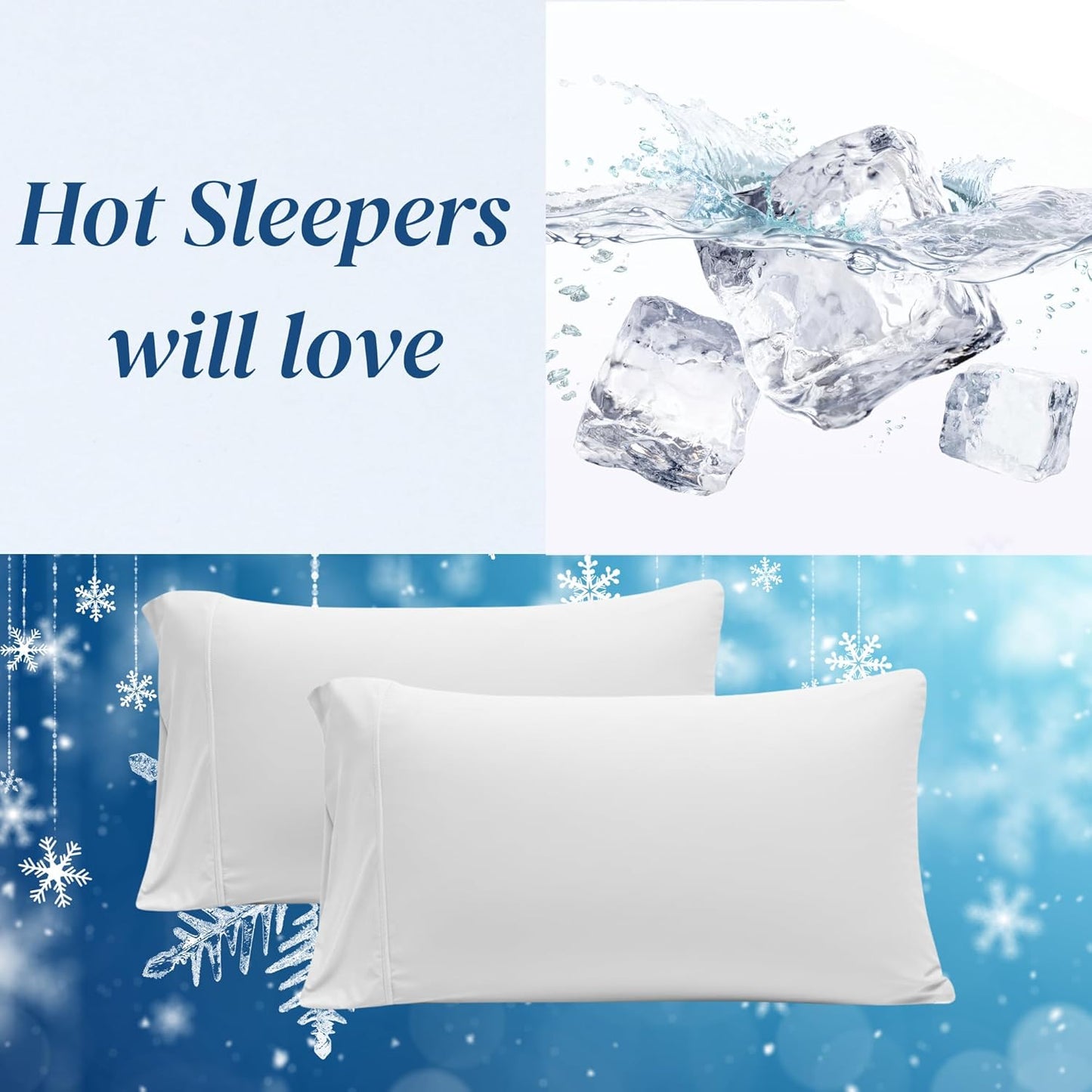 Beckham Hotel Collection Cooling Pillowcases - Silky Soft & Breathable | Set of 2, Standard/Queen Size, White