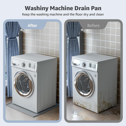 Skiennix Washing Machine Drain Pan - Waterproof Silicone Mat with 0.78'' Raised Edges | 27''x27'' Gray