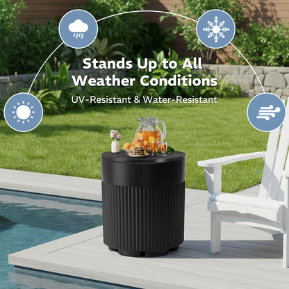 Trygoal Patio Table, 2 PCS Ice Chest Storage, Portable Outdoor Bucket Cooler, 16.65in Outdoor Cooler Side Table - 2 in 1, Ice Chest Side for Parties Picnics Beach, Black