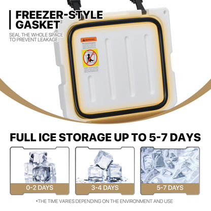 MADOG 18qt Portable Small Cooler, Lightweight Handle Hard Cooler, Leak-Proof LLDP Beach Cooler Keeps 7 Days Ice Retention, for Fishing, Camping, Boating and Traveling, White & Khaki