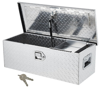 GarveeTech 30 in Aluminum Truck Tool Box, Truck Bed Storage Box with Security Lock and Wider Handles, Heavy Duty Waterproof Tool Box Organizer Chest for Pick Up Truck Rv Trailer - Silver