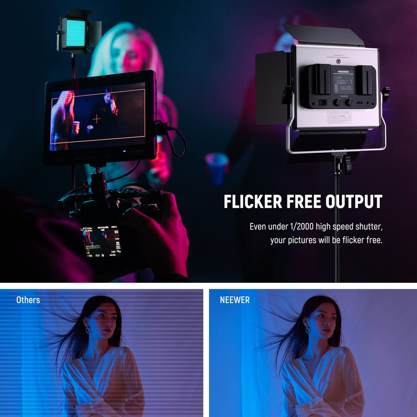 NEEWER Upgraded 660 PRO II RGB LED Video Light with App Control & Tripod Stand Kit, 2 Pack 50W/1% Min Dimming/CRI97+/3200-5600K for Game Streaming YouTube Studio, Bluetooth