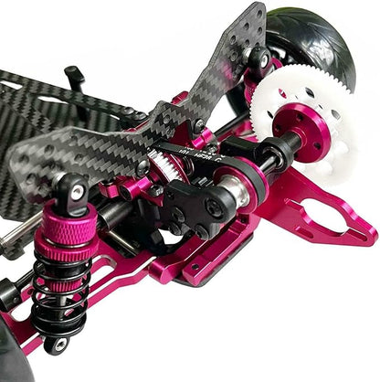 Alloy Carbon CF Chassis D5S Frame Kit Remodel Belt Drive Version 1/10 2Rear-Wheel Drift Car (Pink)