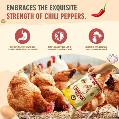 Natural Chicken Dewormer Powder - Chili Mix Formula | 1LB XL Pouch for Laying Hens & Gut Health Support
