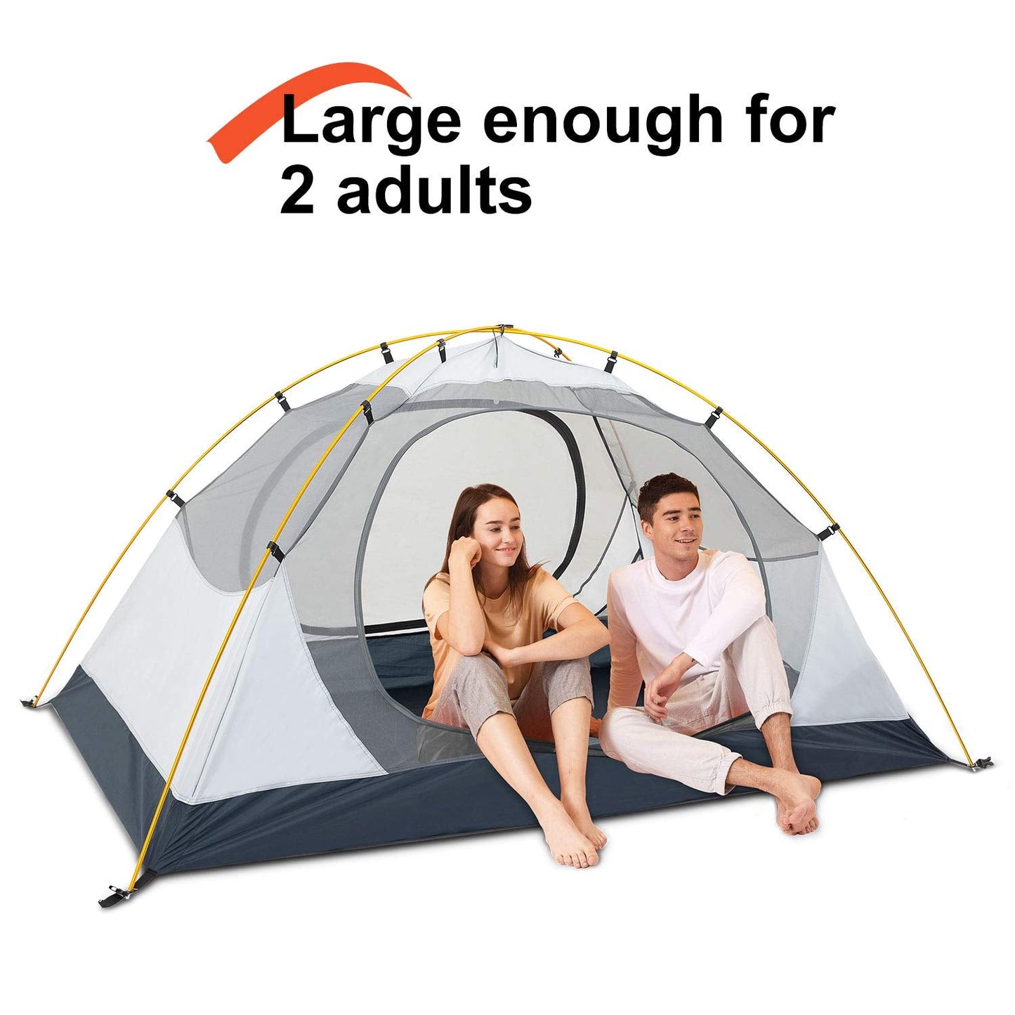 BISINNA 2 Person Camping Tent Lightweight Nylon Backpacking Tent Waterproof Windproof Two Doors Easy Setup Free Standing Double Layer Ultralight Tent for Camping Outdoor Hunting Hiking Mountaineering
