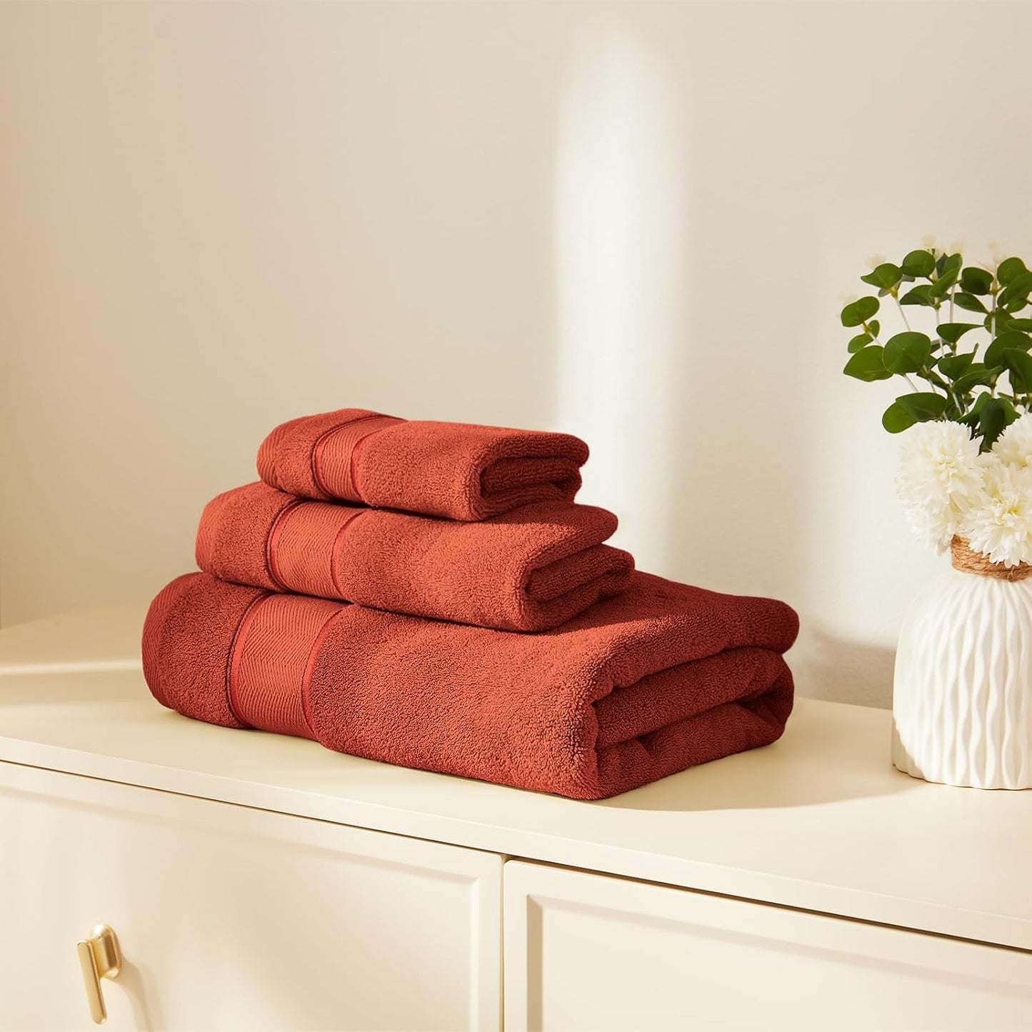 Marvione 6-Piece Bath Towels Set | 100% Turkish Cotton, Highly Absorbent & Soft | Burnt Orange