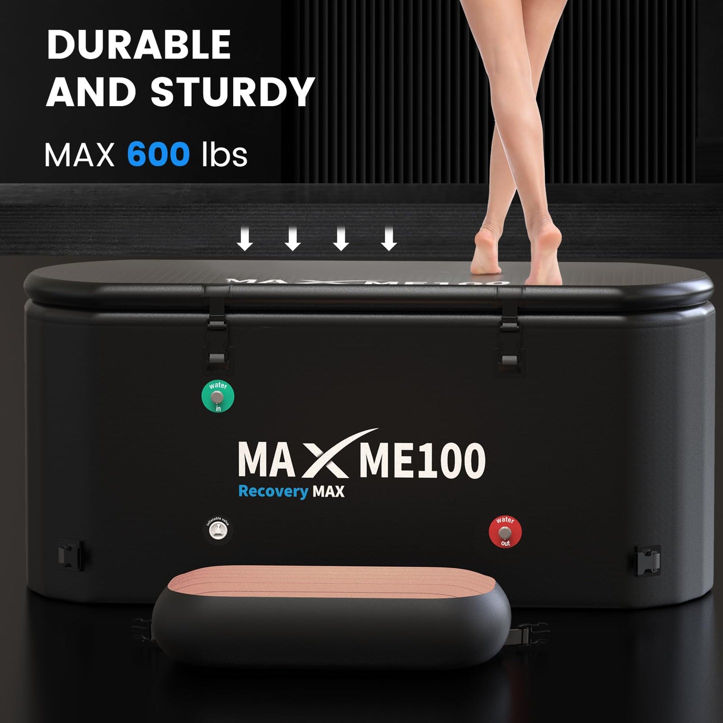 MAXME100 Cold Plunge Tub, Ice Bath Tub, Withstands 618 lbs, High Strength XXXL Cold Plunge With Non-Slip Step, Portable, Inflatable, Gift