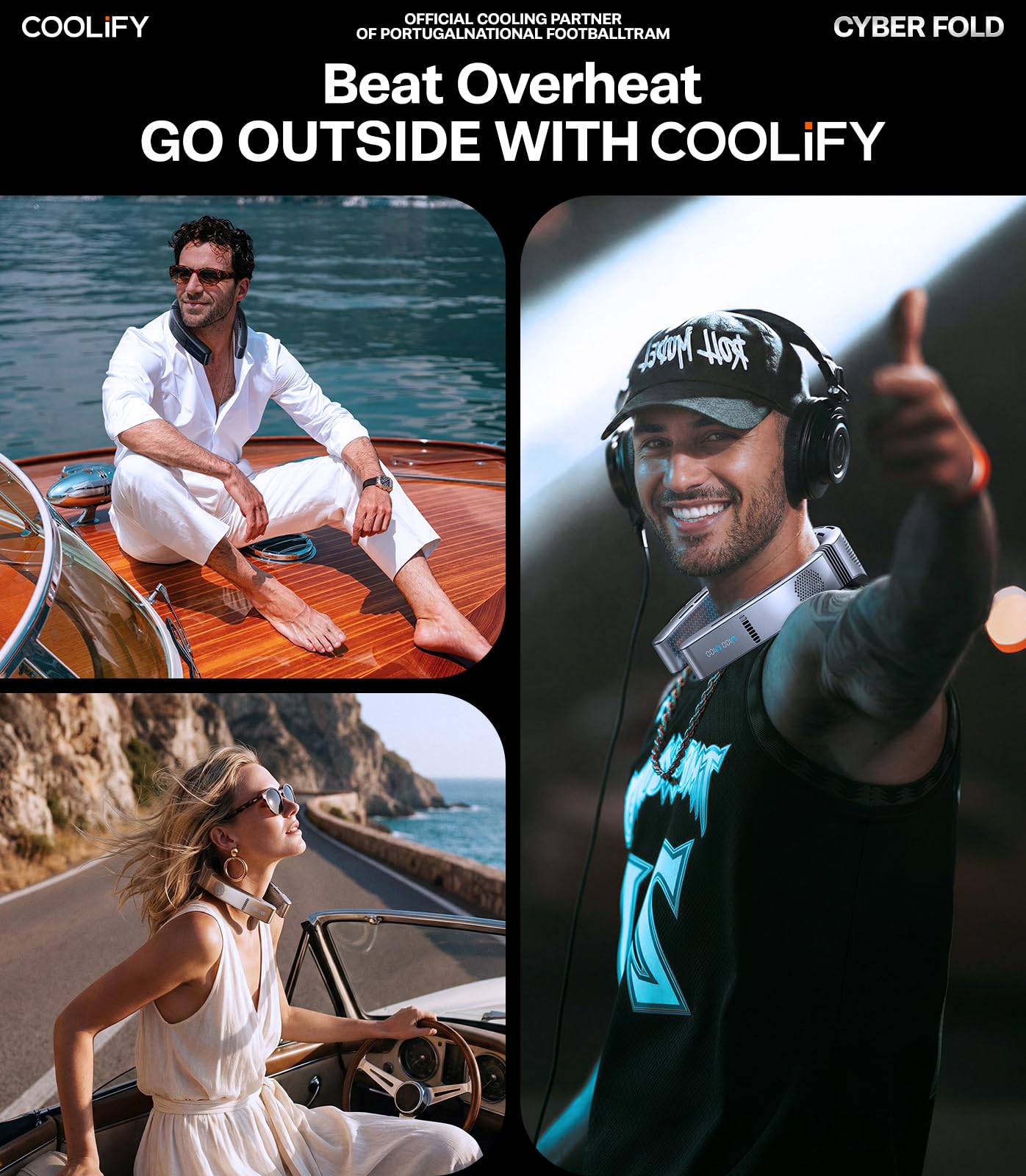 TORRAS COOLiFY Cyber Fold AI Neck Air Conditioner, Ultimate Cooler Max Cooling Area, Neck & Face Cooler with Adjustable Strong Wind, Rechargeable Neck Fan for Travel Gift for Dad, Husband, Black