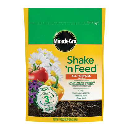 Miracle-Gro Shake 'N Feed All Purpose Plant Food - 8 lbs for Indoor & Outdoor Plants, Feeds for 3 Months
