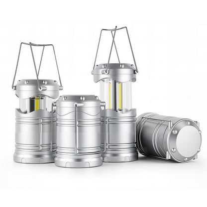 Lichamp LED Camping Lantern, 4 Pack Battery Powered, Portable Collapsible Light, Silver, Model CLS-B004SL