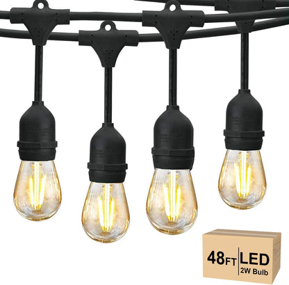Svater 48FT 2W Outdoor String Lights with 150FT 1W Outdoor Led String Lights