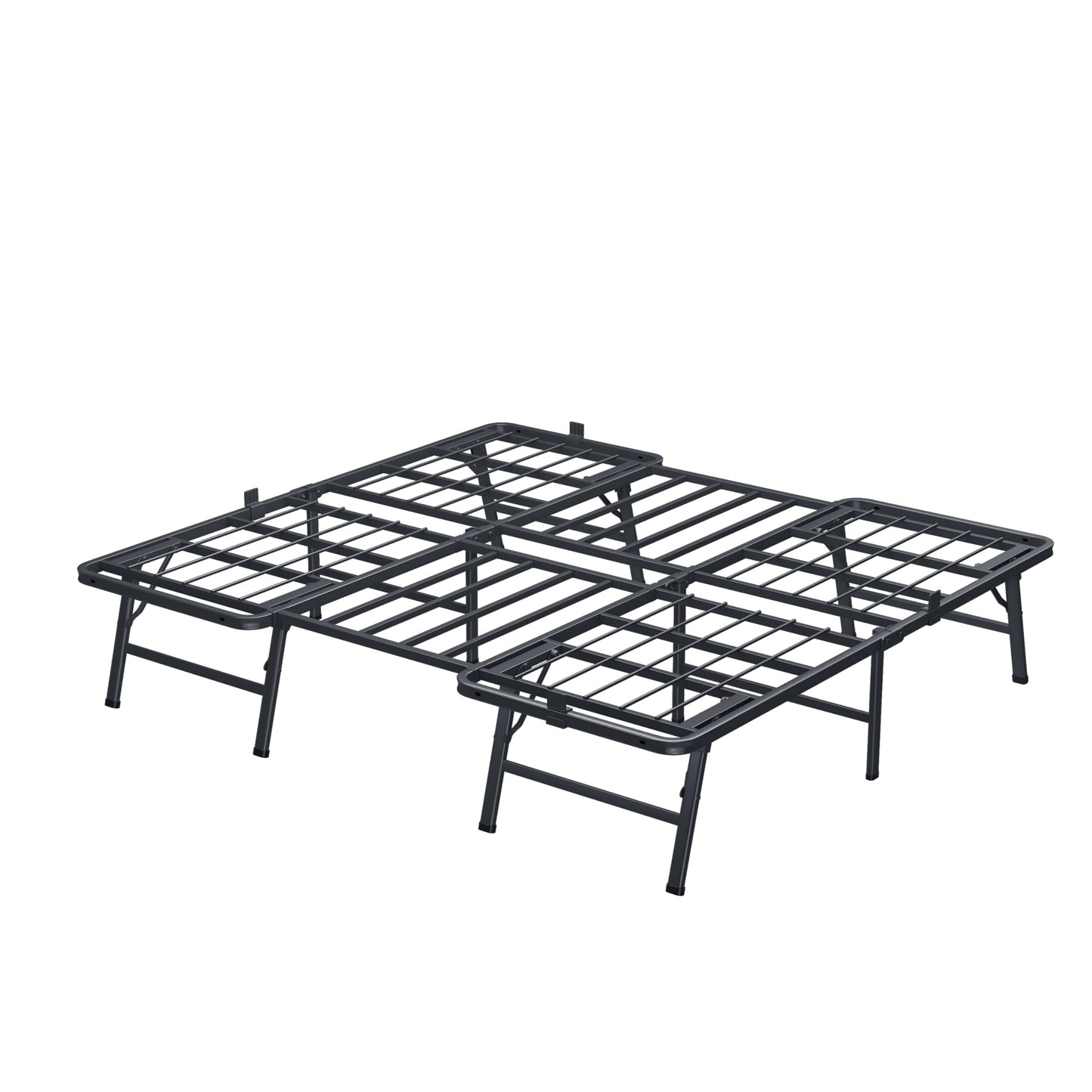 VIPSHOW 12 Inch King Metal Bed Frame Folding Bed Frame Tool-Free Assembly Mattress Foundation No Box Spring Needed Platform 2500lbs Heavy Duty Steel Slats, Noise-Free, Easy Assembly, Black