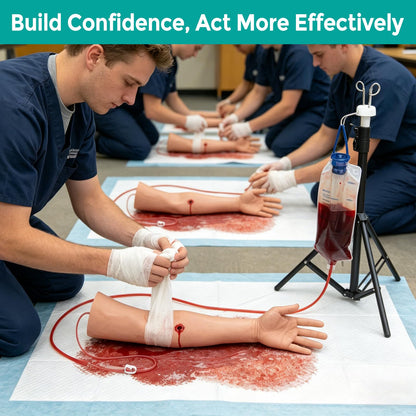 MedEduQuest Tourniquet Arm Trainer & Wound Packing Trainer Kit, Bleeding Control Training Arm Model for Stop the Bleeding Practice, Trauma Wound Care Practice Simulator for Medical Students