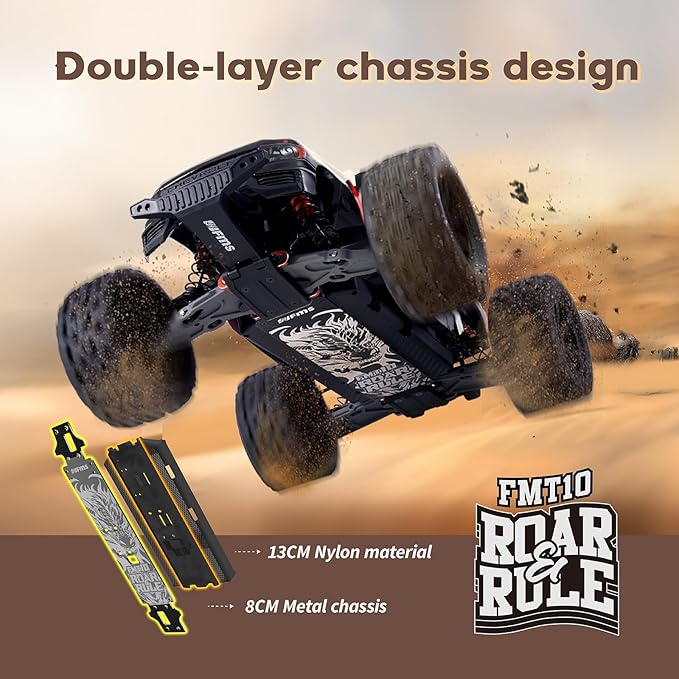 BEEZRC FMT10 1/10 Chevrolet Brushless RC Monster Truck Licensed Chevy Colorado 4x4 RC Truck Off-Road RC Car High Speed 80 km/h Remote Control Car for Adults RS Red/Black (no Battery)