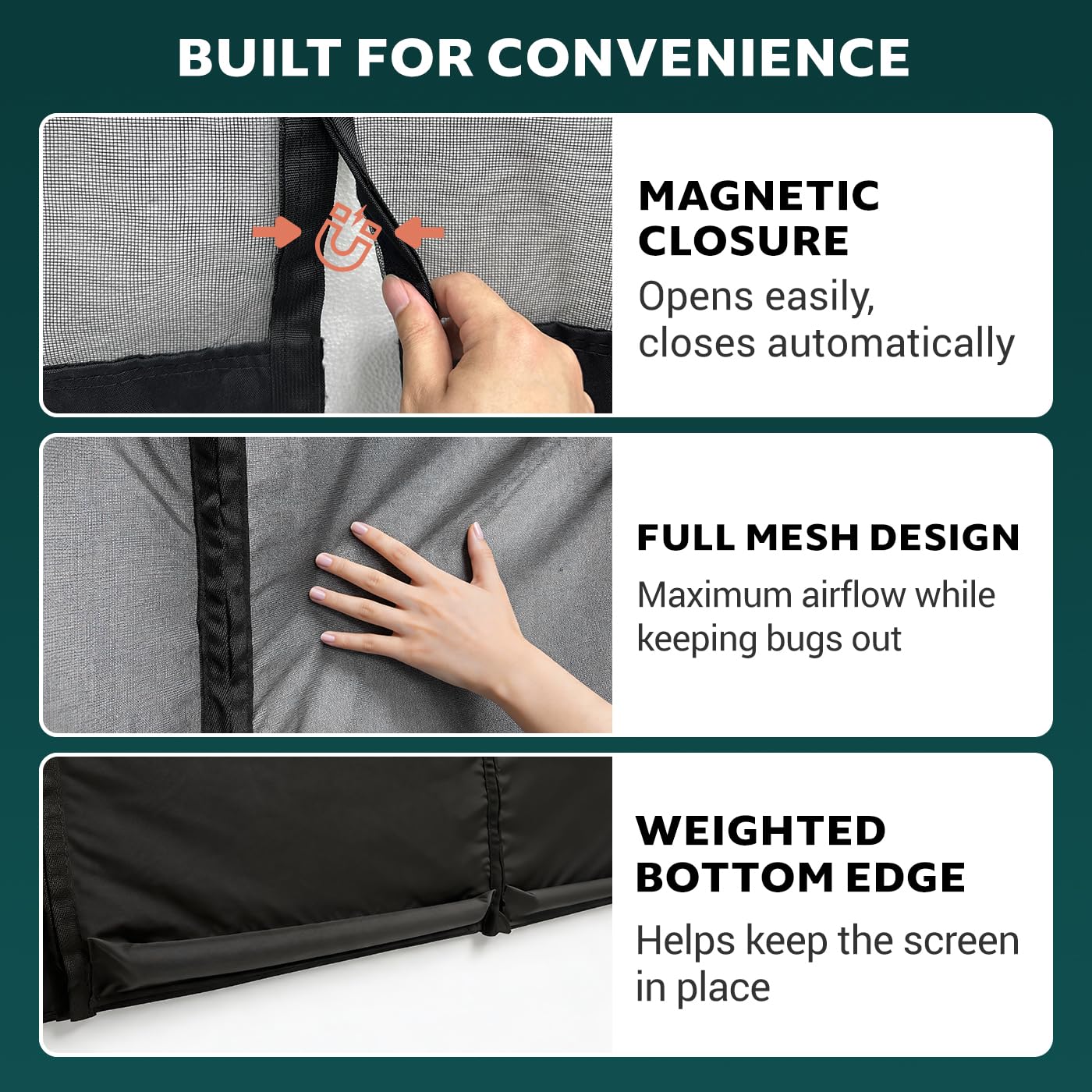 VANNCAMP Magnetic Sliding Door Bug Screen for Ram ProMaster High Roof Van,2014-2026, Weighted Bottom, Hands Free Entry, Center Magnetic Closure