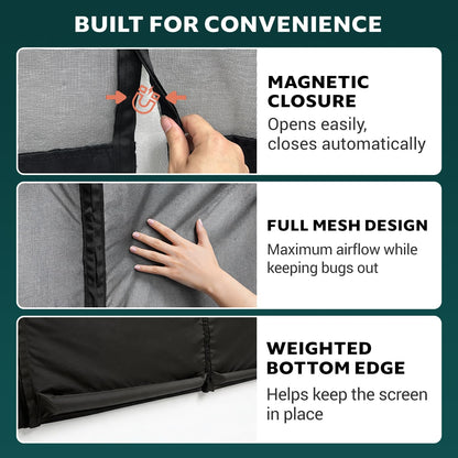 VANNCAMP Magnetic Sliding Door Bug Screen for Ram ProMaster High Roof Van,2014-2026, Weighted Bottom, Hands Free Entry, Center Magnetic Closure