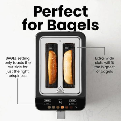 Chefman Smart Touch 2-Slice Digital Toaster - Touchscreen Controls, 6 Shade Settings, Extra-Wide Slots for Thick Breads - Stainless Steel