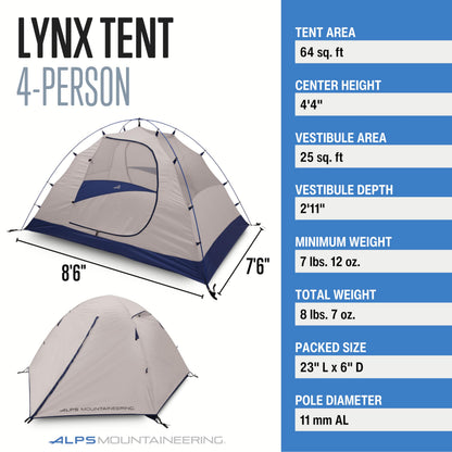 ALPS Mountaineering Lynx 4-Person Tent - Dark Teal/Gray