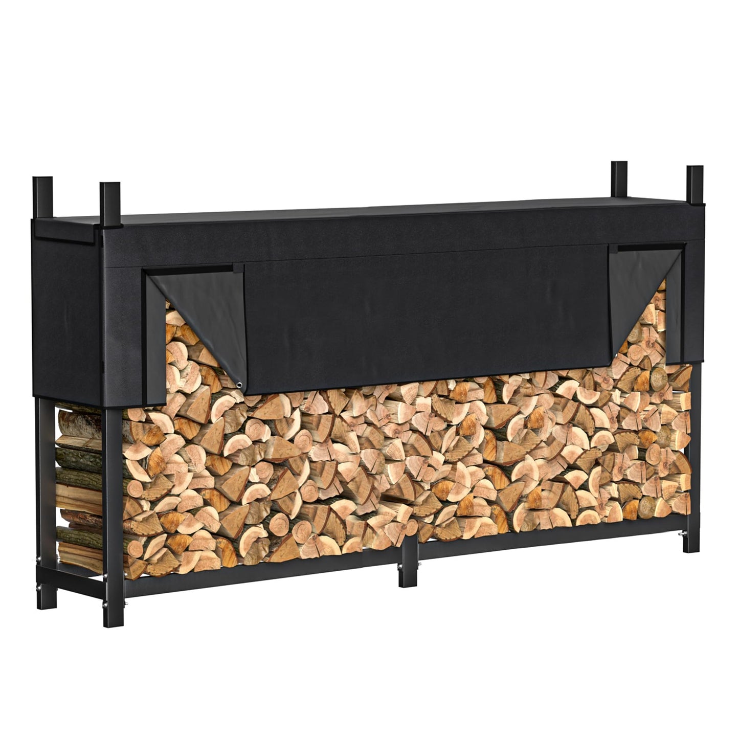 Ultrawall Heavy Duty Firewood Rack with Waterproof Cover, Freestanding Wood Log Holders for Firewood, Indoor/Outdoor Wood Storage Rack (6 ft)