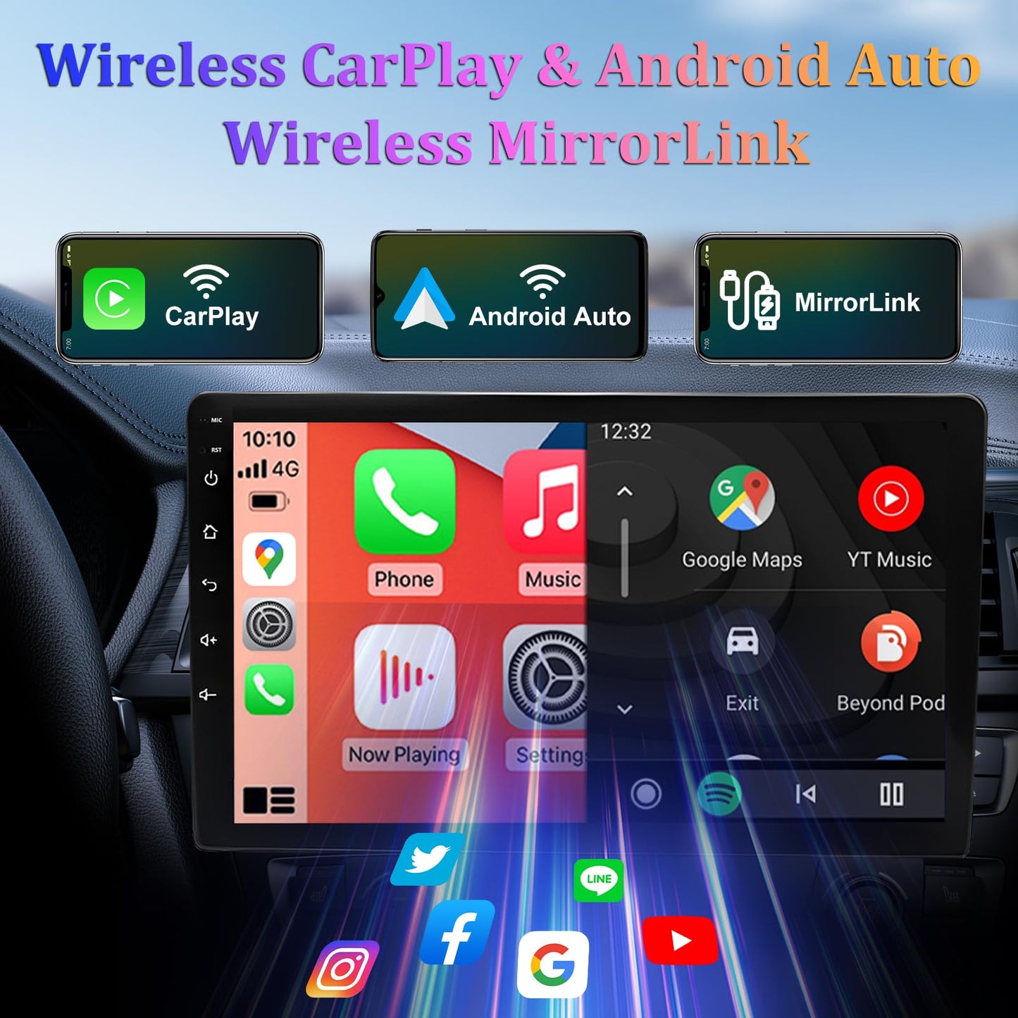 7" Car Stereo Radio for Ford F150/F250/F350 2004 2005 2006 2007 2008 2009 2010 2011 2012 2013 2014, Android 13 Car Radio with CarPlay Android Auto, Support GPS Navi Bluetooth SWC FM DSP Backup Camera