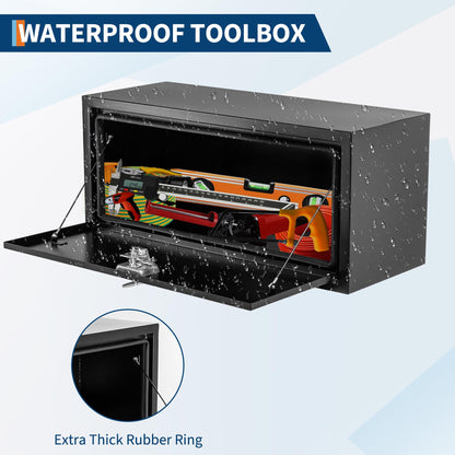 EliteEdge Black Steel Underbody Truck Tool Box for Pickup RV Toolbox Truck Bed Toolboxes Heavy Duty Waterproof Truck Chest with Lock,24 x 14 x 16 Inch