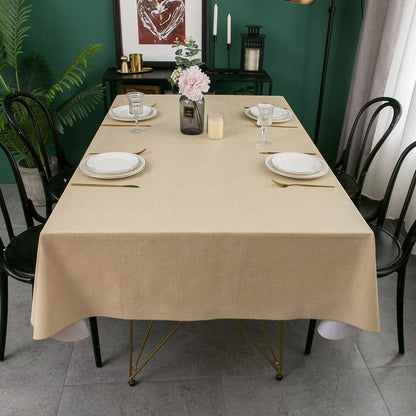 Pioggia Vinyl Tablecloth with Flannel Backing Rectangle Waterproof Oil-Proof Plastic Table Cloth Wipeable PVC Table Cover for Indoor and Outdoor (Beige, 60 x 102 Inch)
