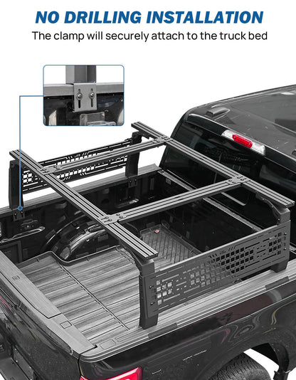 JOYTUTUS 16.5-21.2" High Truck Bed Rack for Full Size & Mid Size Truck Adjustable Overland Bed Rack Compatible with F150 F250 F350 Silverado Sierra Ram Tundra Tacoma Gladiator