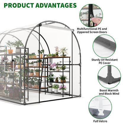 GarveeLife 8.2x6.6x6.6 ft Premium Greenhouse for Outdoors,Upgraded Portable Walk-in Heavy Duty Frame Large Garden Plant Hot Outside Hoop House,Transparent