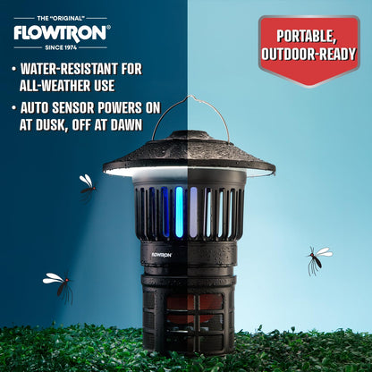 Flowtron Bug Trap Lantern | 2-in-1 UV Mosquito Trap & LED Camping Lantern, 21000 Sq Ft Coverage, 4000mAh Rechargeable Battery, Cordless Insect Trap with Fan for Patio Backyard Indoor Outdoor