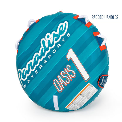 NorEast Outdoors Paradise Water Sports - Oasis Towable Tube for Boating - 1 Rider, Teal/Red