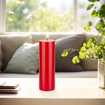 Mega Candles 1 pc Unscented Solid Red Pillar Candles, Hand Poured Premium Wax Candle 3 Inch x 9 Inch, Home Décor, Spas, Weddings, Occasions, Party, Centerpieces, Holidays, Vigils, Prayers