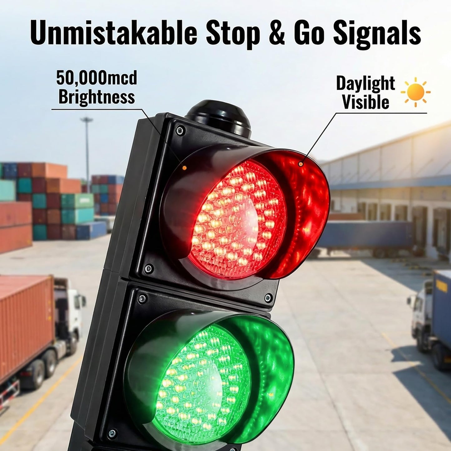 LED Traffic Stop Go Light Kit, 4-Inch Stop and Go Signal Light,Remote Control IP65 Waterproof Industrial LED Stop Go Signal Light for Loading Dock, Parking Lot, Warehouse & Garage Decor (2-Light)