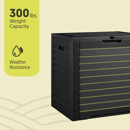 YITAHOME 35 Gallon Waterproof Outdoor Storage Box - Lockable Resin Deck Box for Patio & Garden Tools