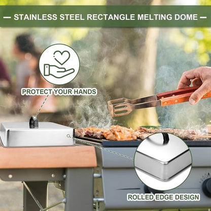 Blackstone Griddle Accessories - Heavy Duty Rectangular Basting Cover & Stainless Steel Melting Dome | Perfect for Flat Top Grill Cooking