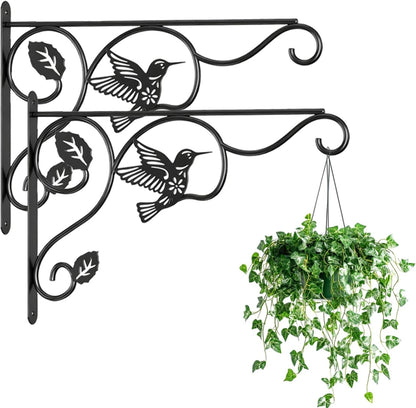 Skiennix Plant Hooks - Sturdy 12-Inch Metal Wall Hangers for Indoor/Outdoor Decor | Black