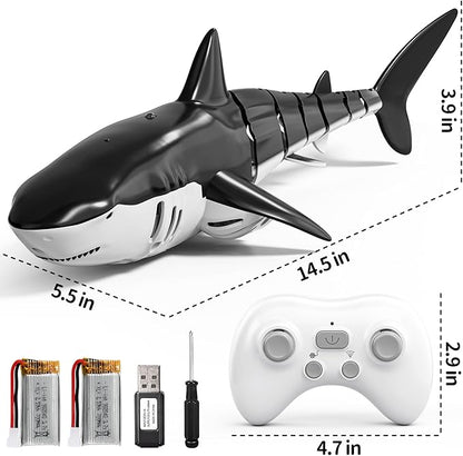 2.4GHz Remote Control Shark Toys for Boys1:18 Scale High Simulation Shark Toys with Light &amp Spray RC Sharks for Pools &amp Lakes Toy Shark Boat Gift for 4 5 6 7 8 9 Year Old Kids Boys Girls