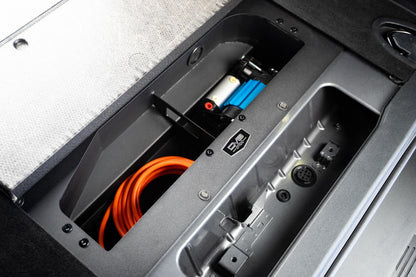 DV8 Offroad Air Compressor Mount & Storage Box for The 2021-2026 Ford Bronco | Designed for ARB Single or Twin Air Compressors | Heat Shield to Reduce Temperatures from Exhaust/Exterior