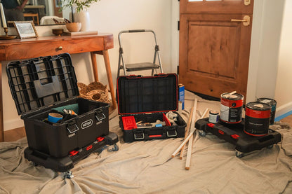 Keter Stack-n-Roll 3-Piece Rolling Tool Storage System – Includes Dolly, Tool Box & Deep Power Tool Case | Modular Mobile Tool Organizer | Stackable Design for Garage, Jobsite & Workshop