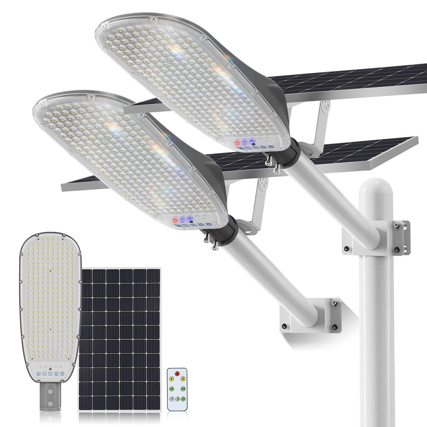 12000W Solar Street Lights Outdoor Waterproof, Super Bright LED Security Flood Light, Motion Sensor & Remote Control, Dusk-to-Dawn Parking Lot Lights for Garden,Yard, Farm, Commercial Plaza(2pack)