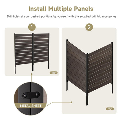 Wooden Privacy Fence, Outdoor Privacy Screen, Porch and Terrace Privacy Wall, Trash Can and Air Conditioner Concealment (Dark Brown)
