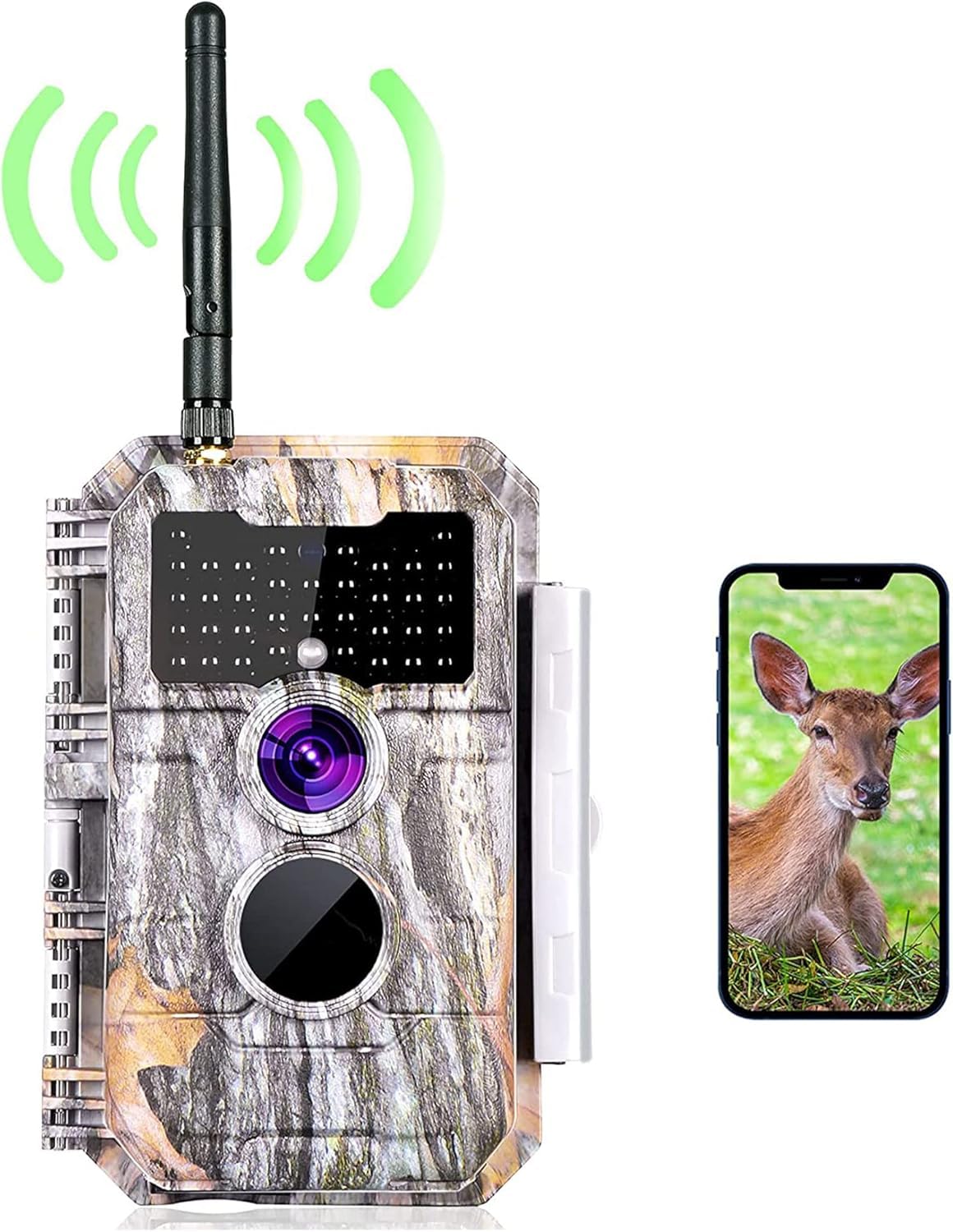 BLAZEVIDEO 2-Pack Wireless Trail Camera WiFi Stealth Camouflage Game & Wildlife Cameras Night Vision for Hunting 32MP 1296P Wildlife Deer Camera No Flash Motion Activated IP66 Waterproof & Time Lapse