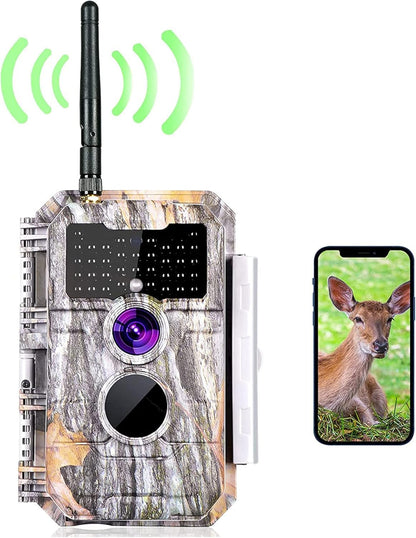 BLAZEVIDEO 2-Pack Wireless Trail Camera WiFi Stealth Camouflage Game & Wildlife Cameras Night Vision for Hunting 32MP 1296P Wildlife Deer Camera No Flash Motion Activated IP66 Waterproof & Time Lapse