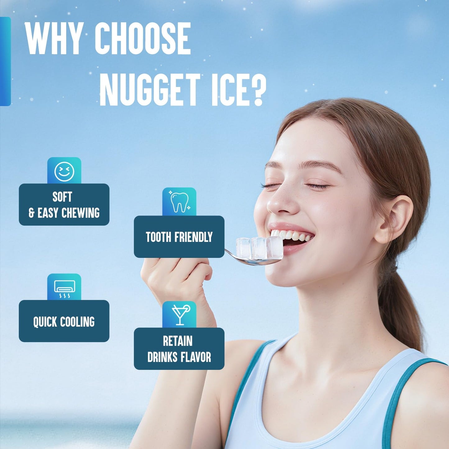 inoviva Nugget Ice Maker Countertop, 40lbs/24H Soft Chewable Pellet Ice Machine with Self-Cleaning, Sonic Ice Maker for Home Kitchen, Office - Black Stainless