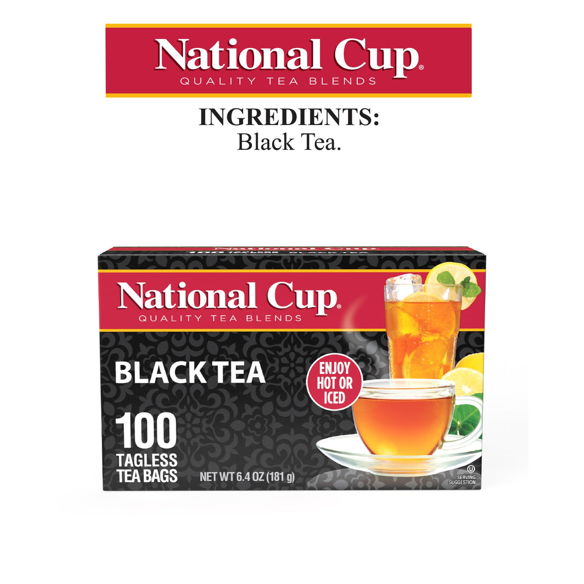 National Cup Black Tea, 100 Tagless Tea Bags (Pack of 3)