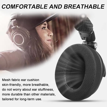 Upgraded Replacement Earpads Cushions for HyperX Cloud/Alpha, Audio Technica M50X/M40X, Turtle Beach Stealth 400/600 & More - Ear Pads with Breathable Mesh Fabric/Added Thickness/Memory Foam