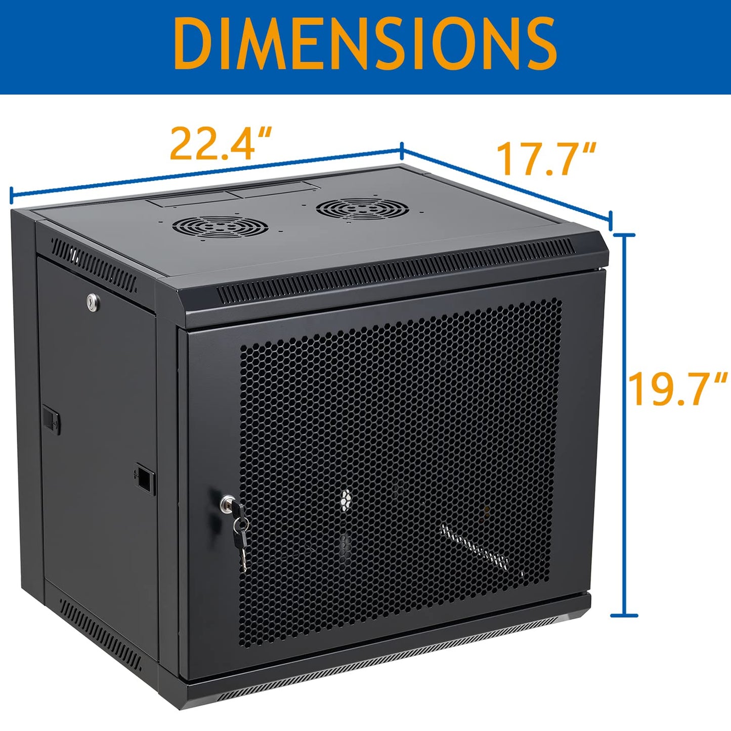 Tedgetal 9U Wall Mount Server Cabinet Network Rack Vented Enclosure Locking Door
