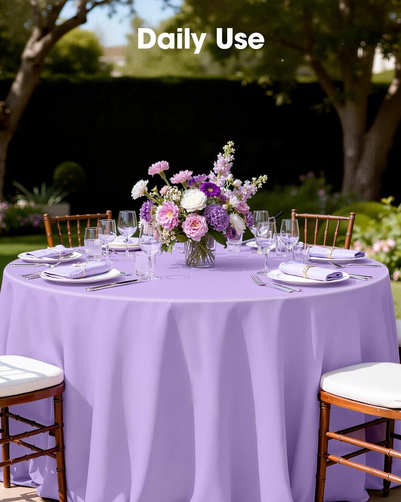 Pureegg Plastic Table Cloth Disposable 10 Pack, 84'' Round Table Cloths, Easter Party, Decorative Tablecloths, Round, Light Purple, Pastel, Plastic Cover, Leakproof & Sturdy, Lilac, Lavender
