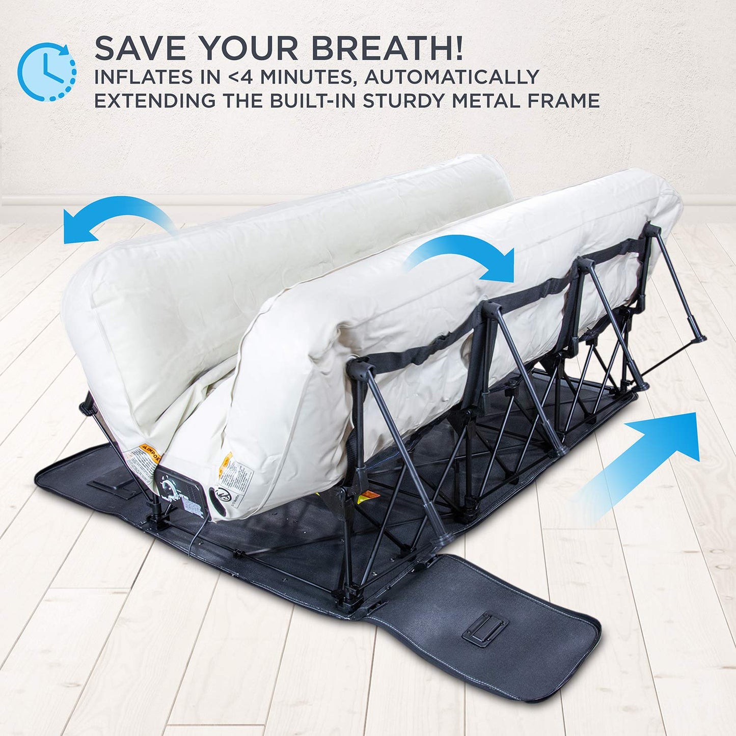Ivation EZ®-Bed (Queen) Inflatable Air Mattress with Frame & Built-in Pump - 3 Min Self Inflate/Deflate - Raised Blow up Bed with Legs, Auto Shut Off, Premium Coil Design, Wheeled Portable Case